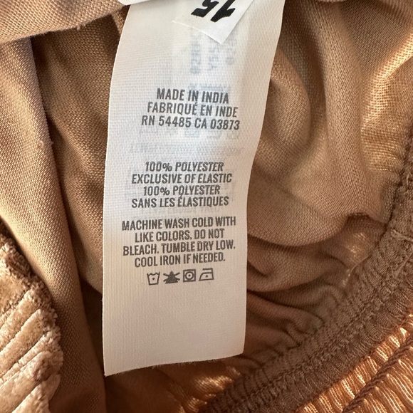 Aerie Womens Size Small Velvet Crop Top V-neck Camel Brown Gold Waist Smocking - Picture 6 of 6